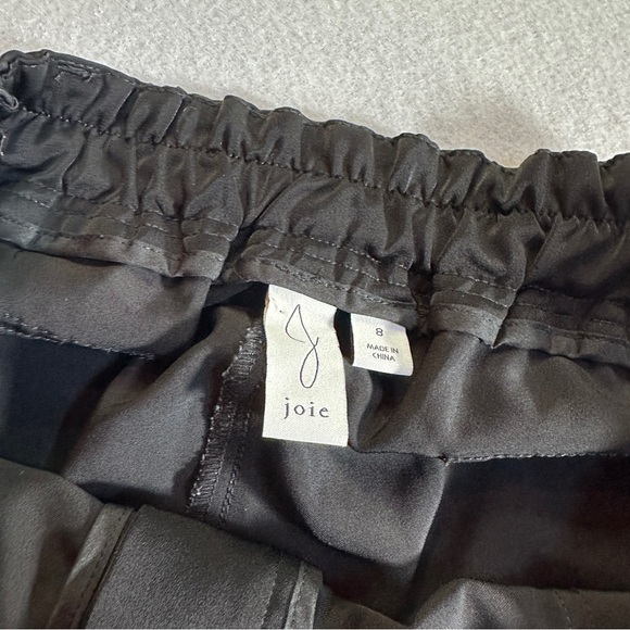 Joie Women’s 8 Black Wide Leg Satin Cargo Pants Luxe Dressy‎ Utility Style - Picture 3 of 8